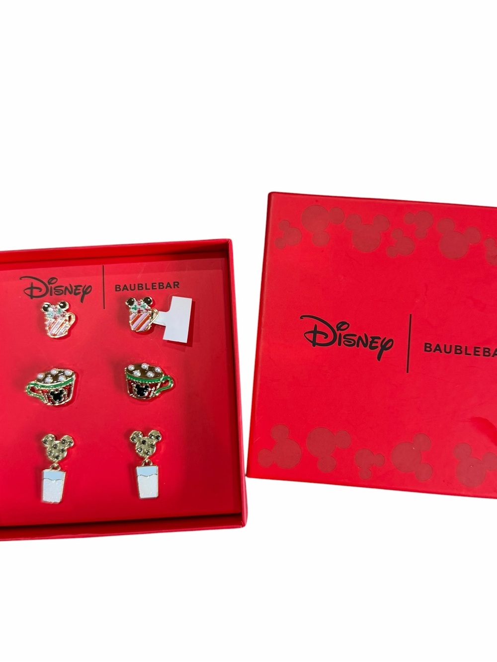 Baublebar x Disney Christmas Earrings Box Set of 3 NIB Mickey Mouse Gift